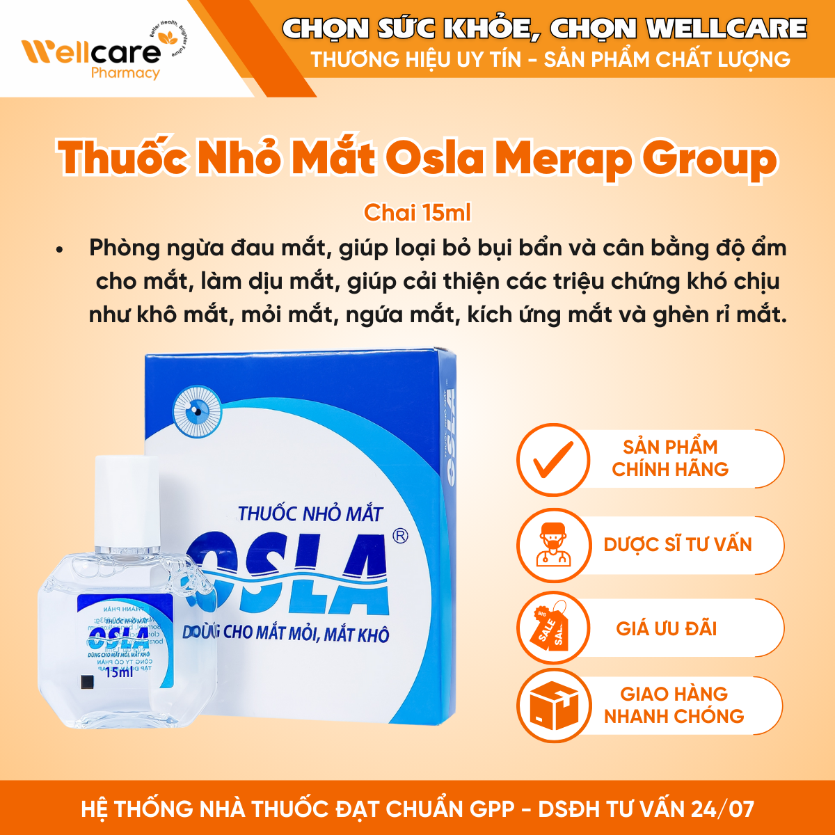 Thuốc nhỏ mắt Osla Merap Group – Dùng cho mắt mỏi, mắt khô (15ml)
