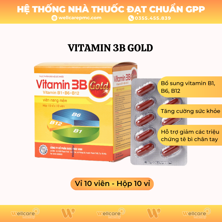 Vitamin 3B Gold (Hộp 10 vỉ x 10 viên)