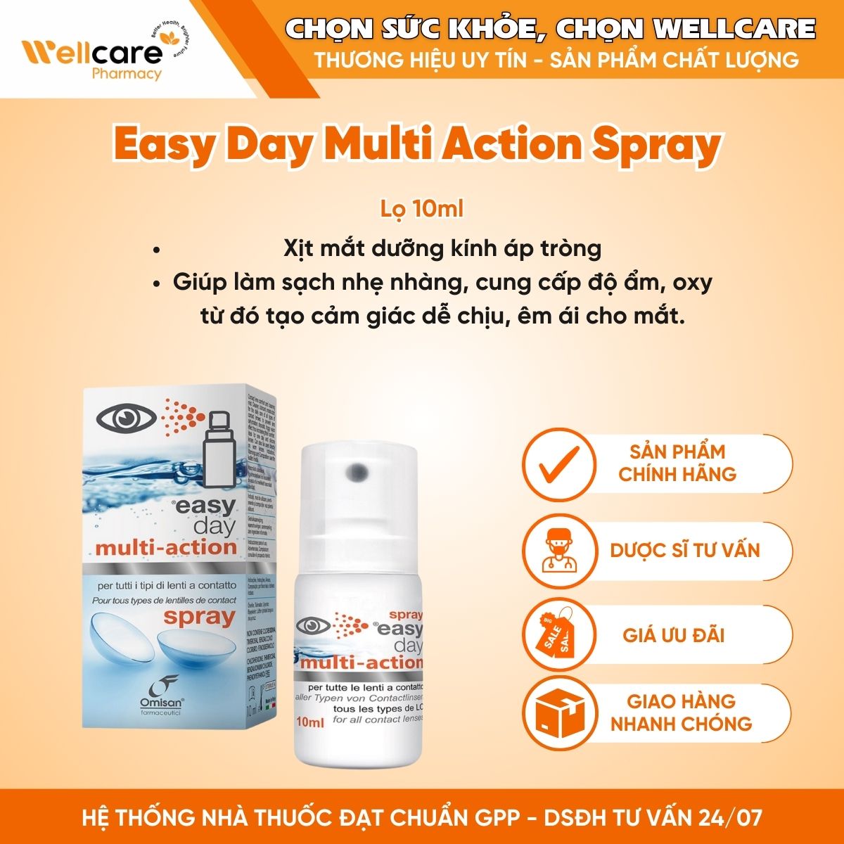 Easy Day Multi Action Spray – Xịt mắt dưỡng kính áp tròng (Lọ 10ml)