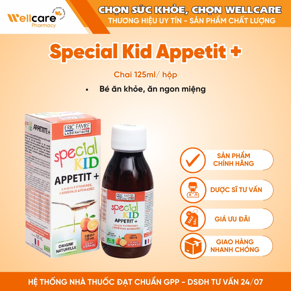 Special Kid Appetite+ Eric Favre Wellness – Bổ sung Vitamin và Khoáng chất (Chai 125ml)