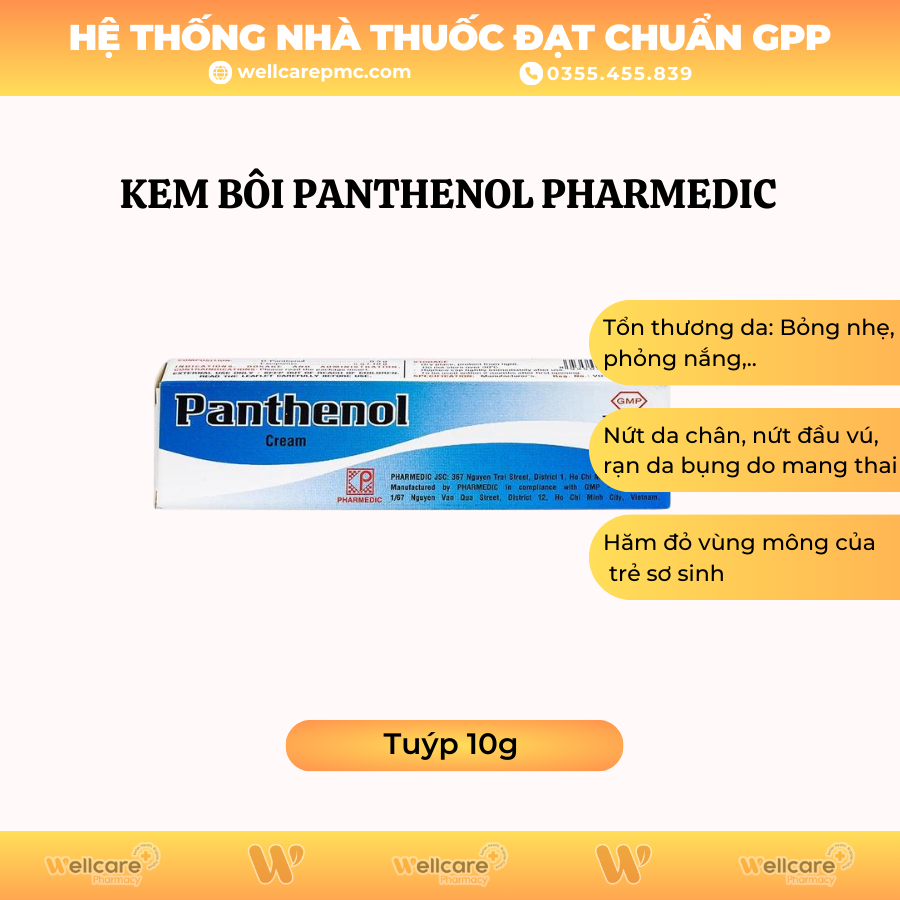 Kem bôi Panthenol Pharmedic – Điều trị hăm tã trẻ em, rạn da (Tuýp 10g)