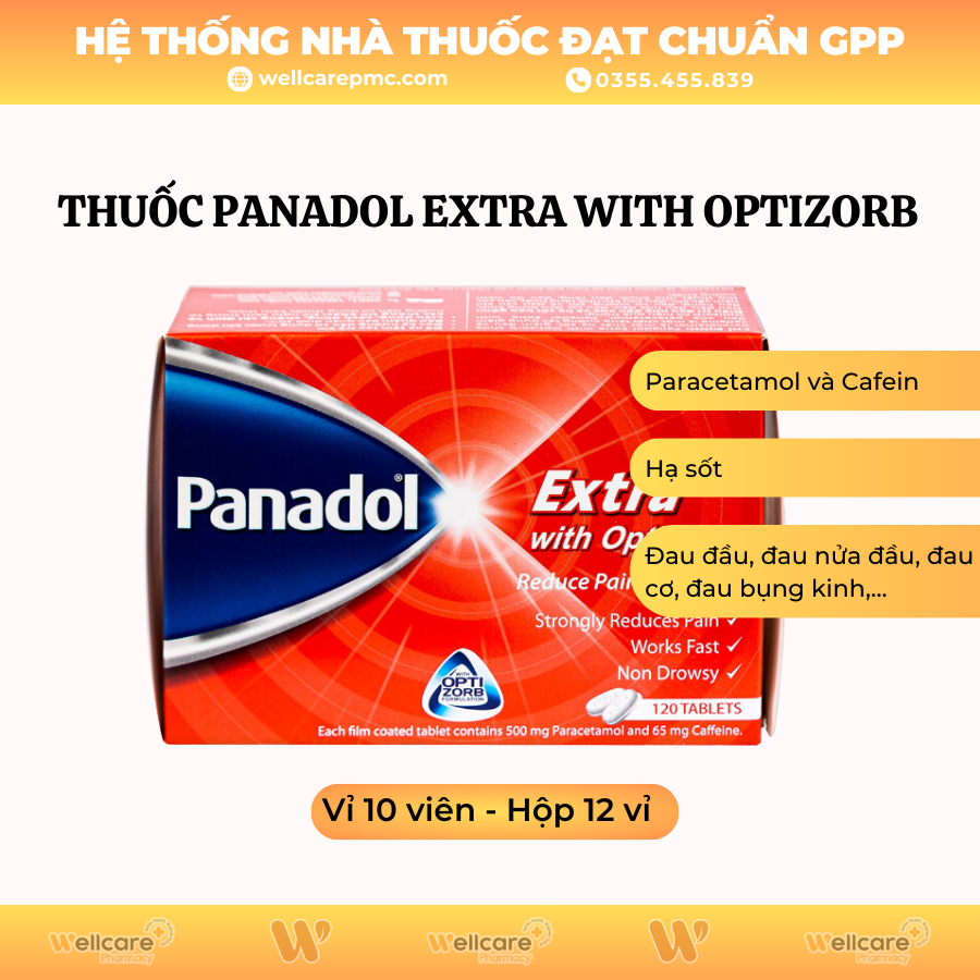 Thuốc Panadol Extra With Optizorb 500mg GSK – Giảm đau đầu, đau nửa đầu (12 vỉ x 10 viên)