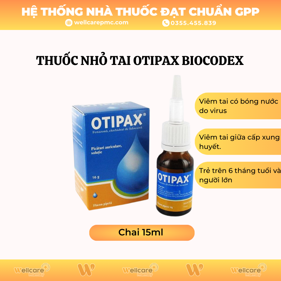 Thuốc nhỏ tai Otipax Biocodex – Điều trị đau do viêm tai (15ml)