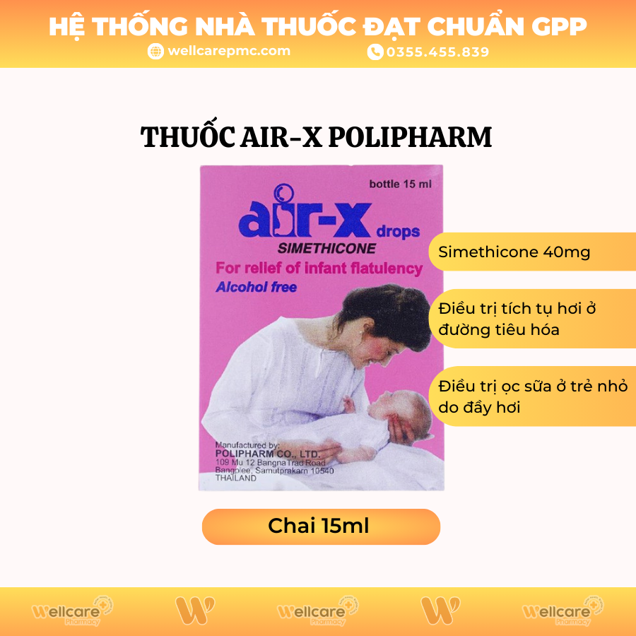 Thuốc Air-X Polipharm – Hỗ trợ chữa đầy hơi và trướng bụng (15ml)