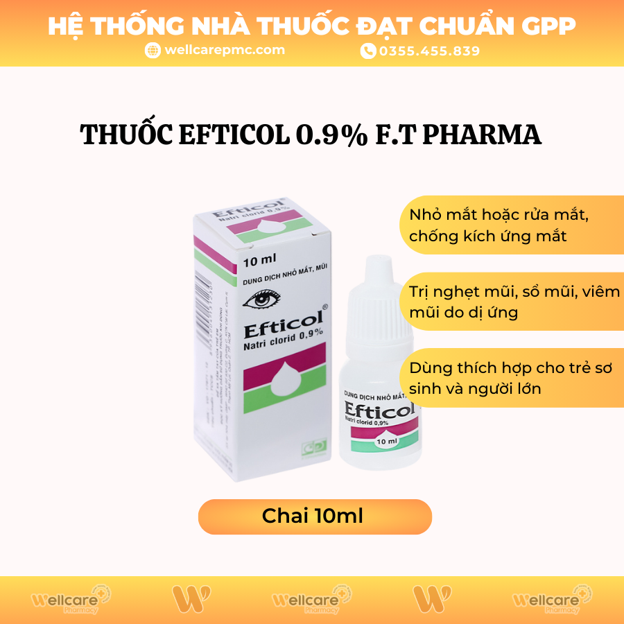 Thuốc Efticol 0.9% F.T Pharma – Dung dịch nhỏ mắt (10ml)
