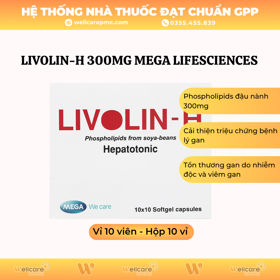 Livolin-H 300mg Mega Lifesciences – Hỗ trợ trị bệnh lý về gan (10 vỉ x 10 viên)