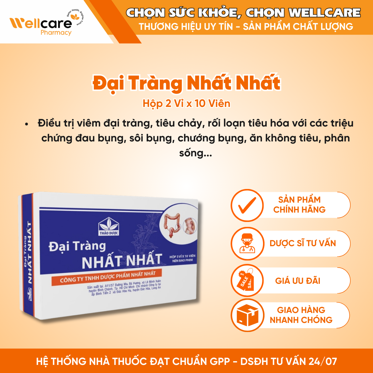 Thuốc Đại Tràng Nhất Nhất – Hỗ trợ điều trị viêm đại tràng, rối loạn tiêu hóa (20 viên)