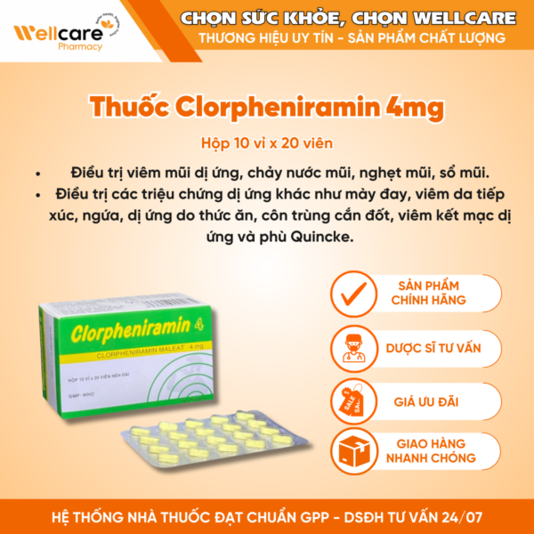 Thuoc Clorpheniramin 4mg