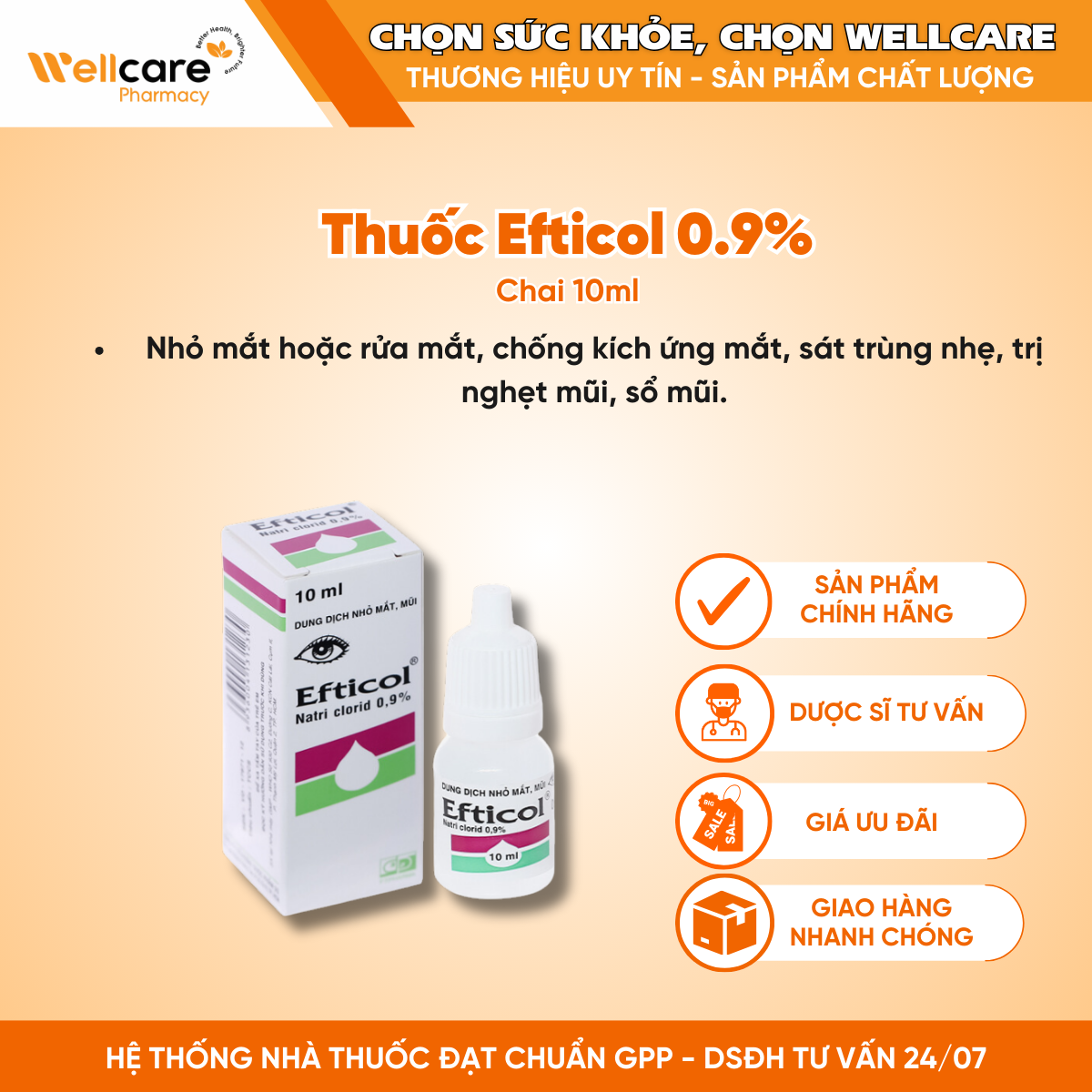 Thuốc Efticol 0.9% F.T Pharma – Dung dịch nhỏ mắt (10ml)