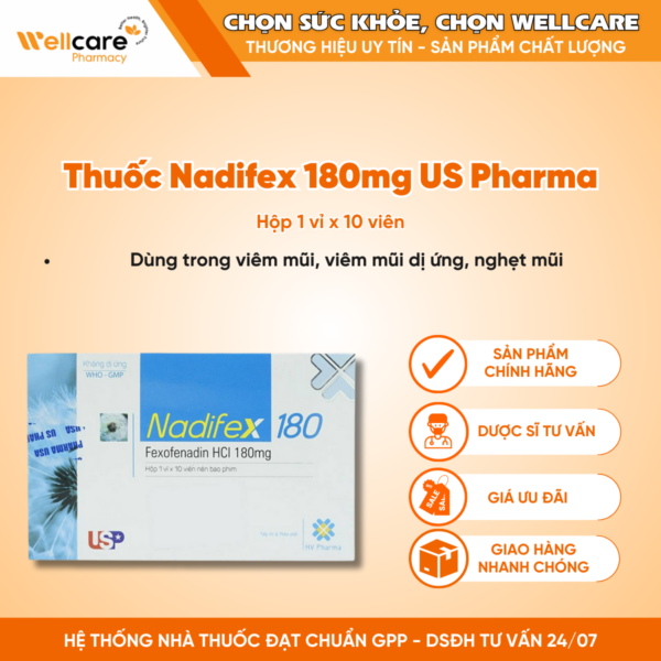 Thuốc Nadifex 180mg US Pharma