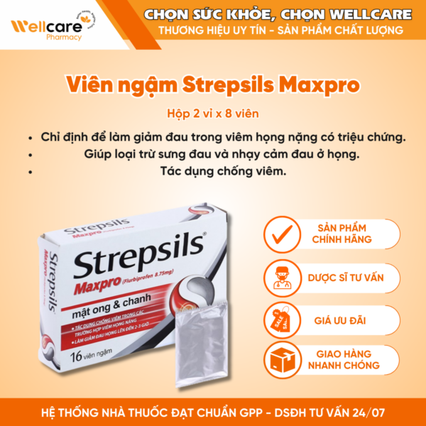 Vien ngam Strepsils Maxpro Reckitt Benckiser