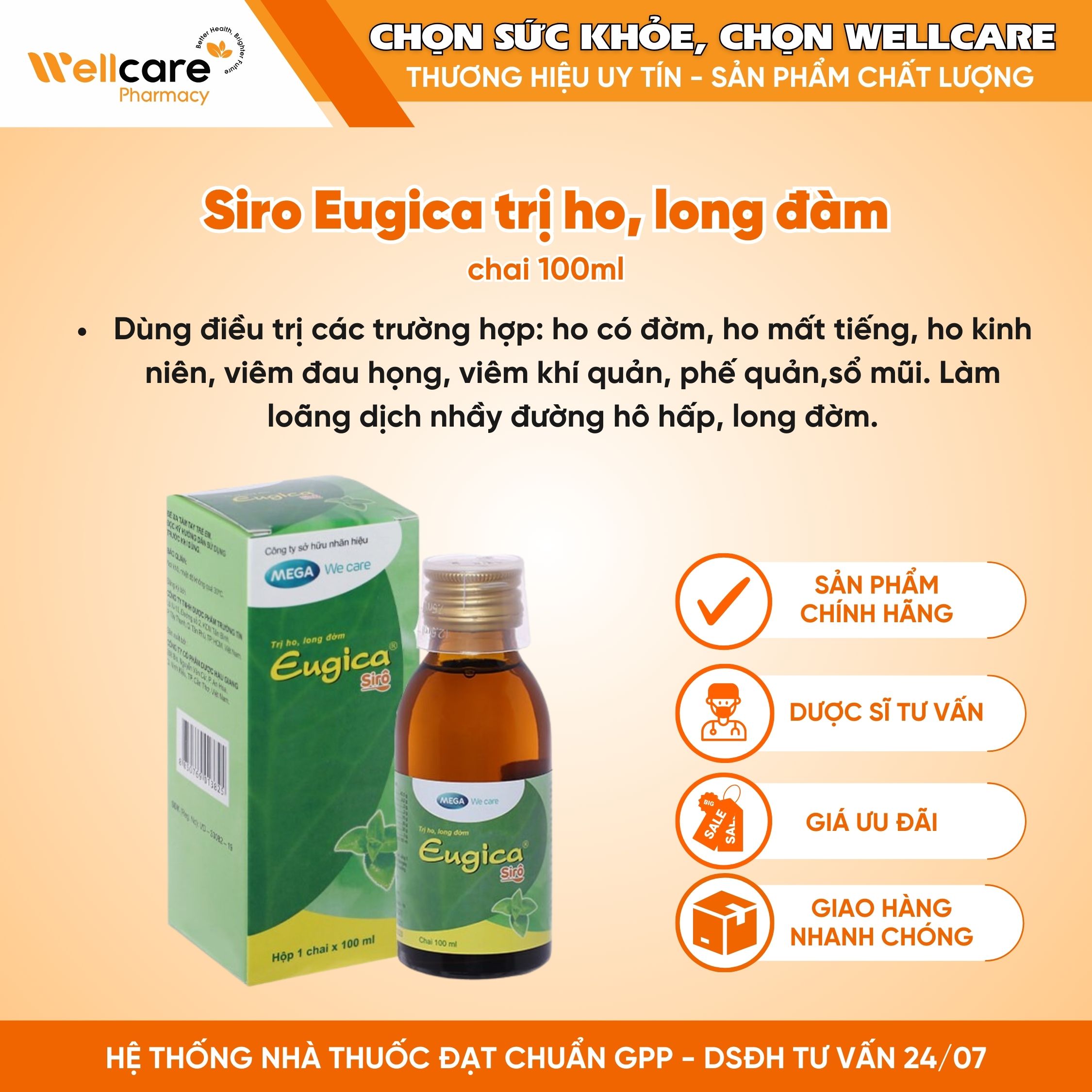 Syrup ho Eugica – Hỗ trợ điều trị ho, long đờm (Chai 100ml)