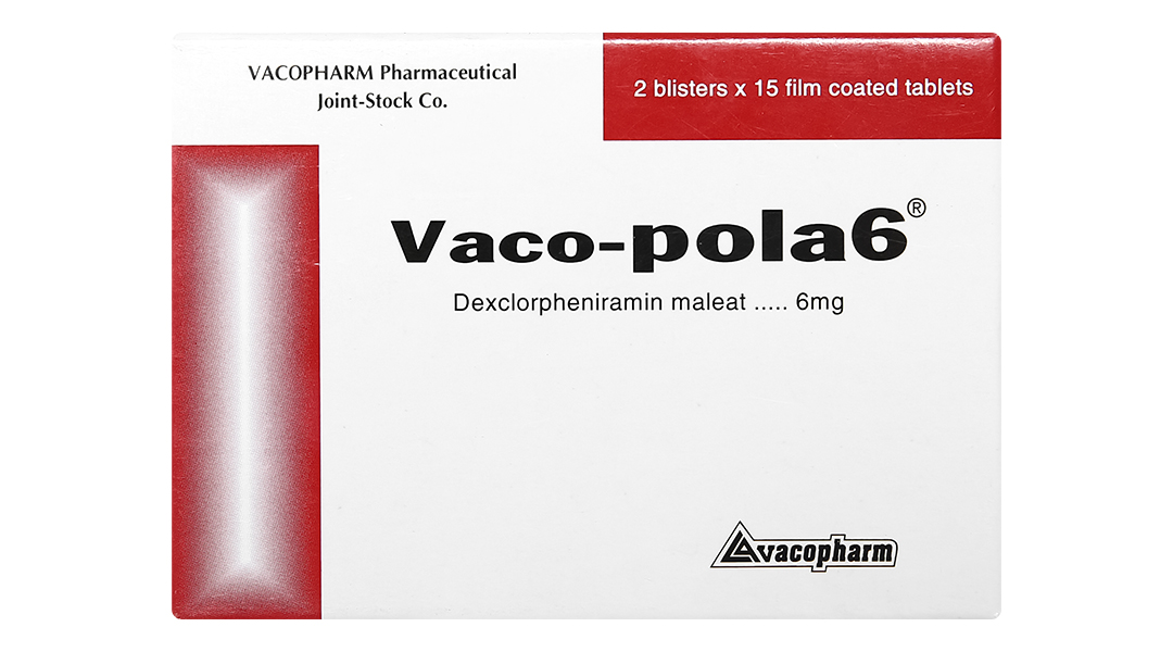 Thuốc Vaco Pola 6 – Điều trị sổ mũi dị ứng, viêm mũi (Hộp 2 vỉ x 15 viên)