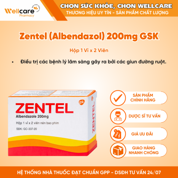 Zentel Albendazol 200mg GSK