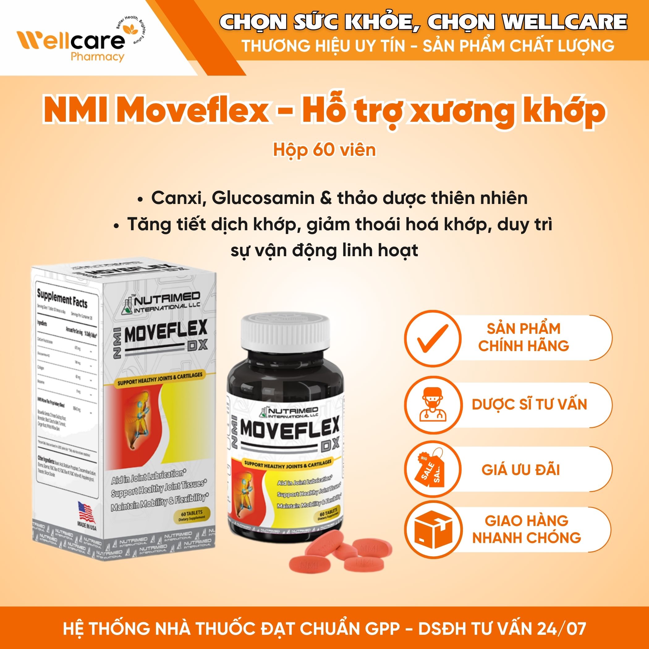 NMI MoveFlex DX – Viên Uống Hỗ Trợ Giảm Thoái Hóa Khớp (Hộp 90 viên)