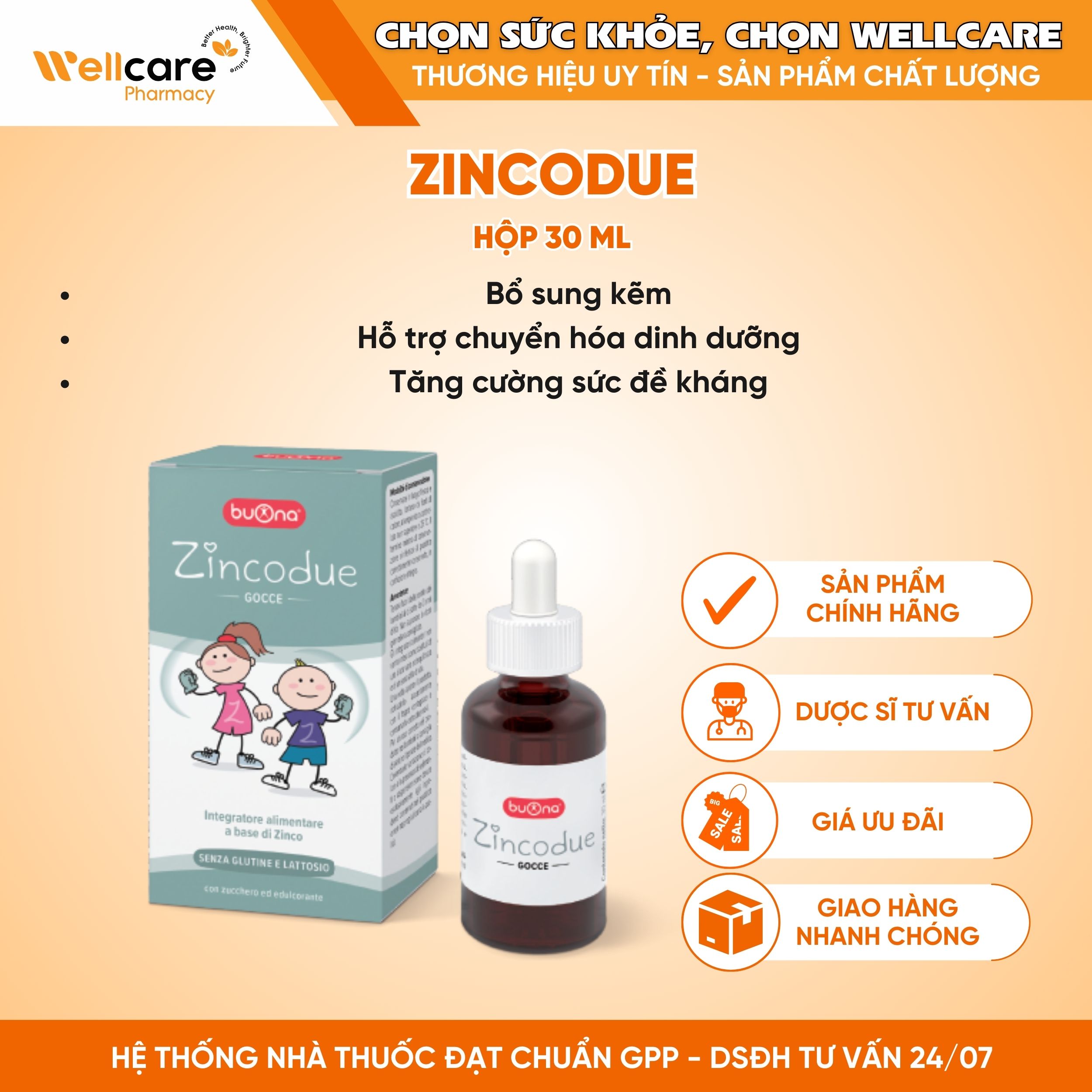 Kẽm nhỏ giọt Zincodue – Giải pháp bổ sung kẽm hiệu quả cho trẻ em (Lọ 30 ml)