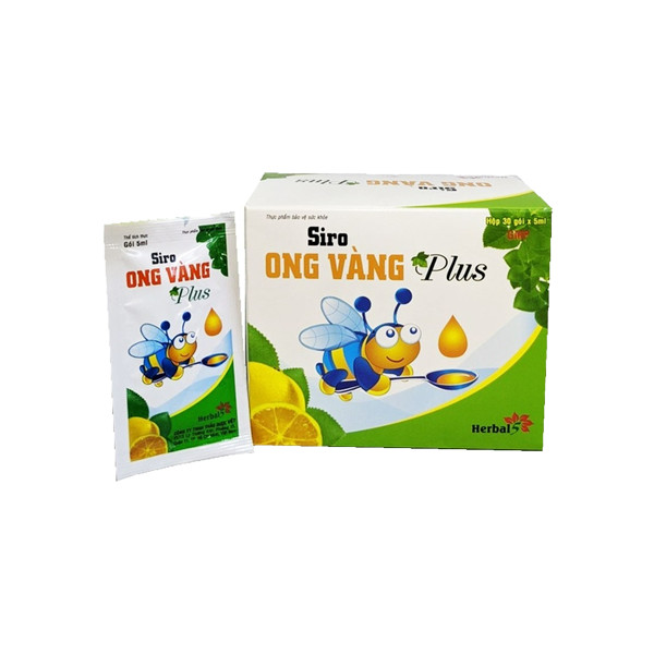 Siro Ho Ong Vàng Plus Thảo Dược Việt hỗ trợ dịu họng, giảm ho, đau họng (Hộp 30 gói x 5ml)