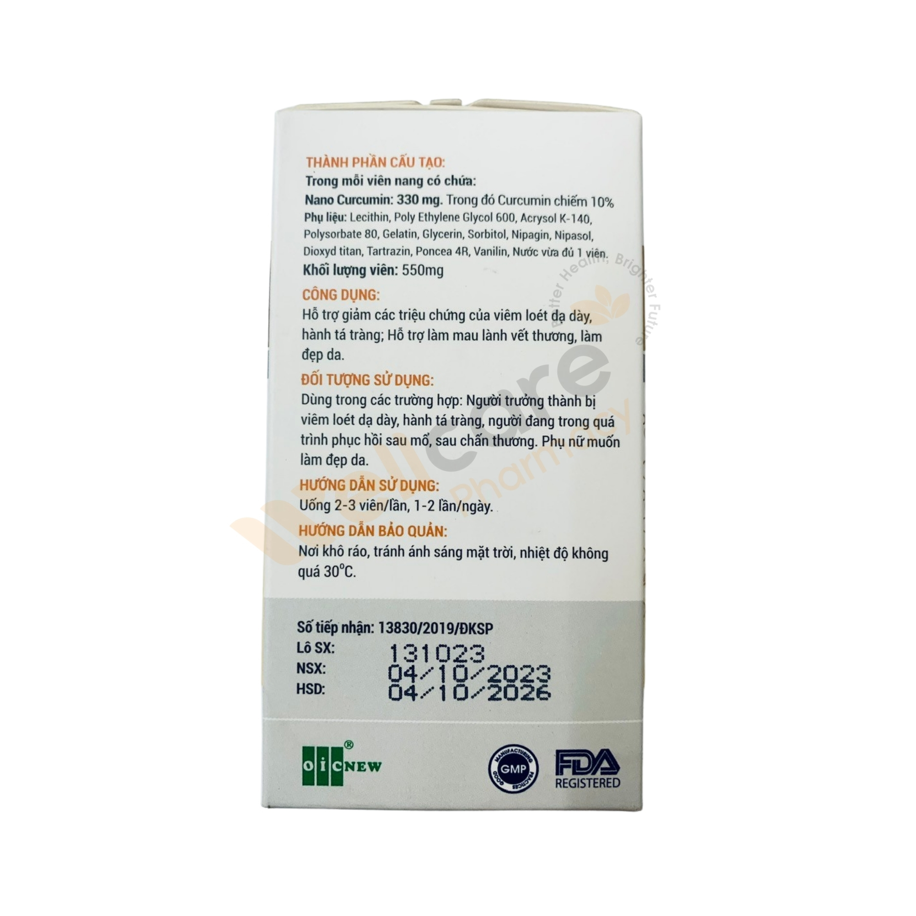 Nano Curcumin Wellcare – Hỗ trợ giảm acid dịch vị, giúp bảo vệ niêm mạc dạ dày-tá tràng (Hộp 30 viên nang) - Ảnh 4