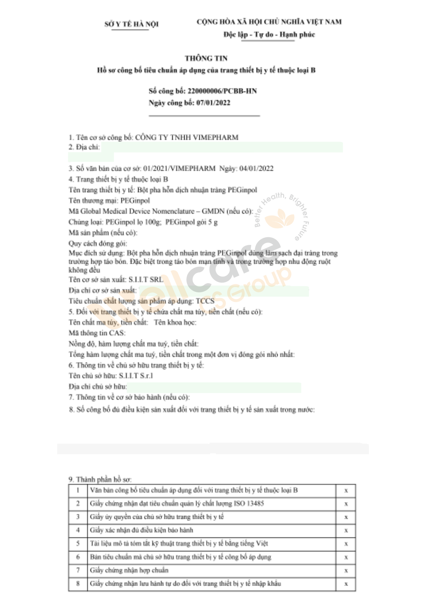giấy công bố sản phẩm