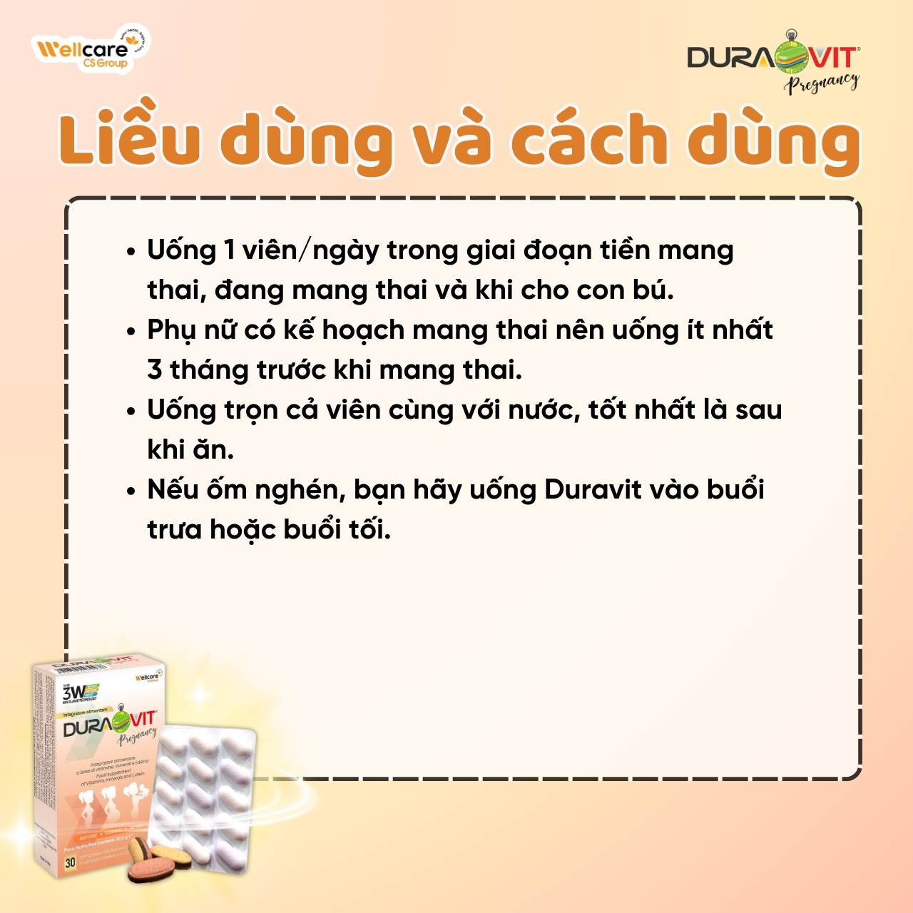 Liều dùng và cách dùng DURAVIT Pregnancy