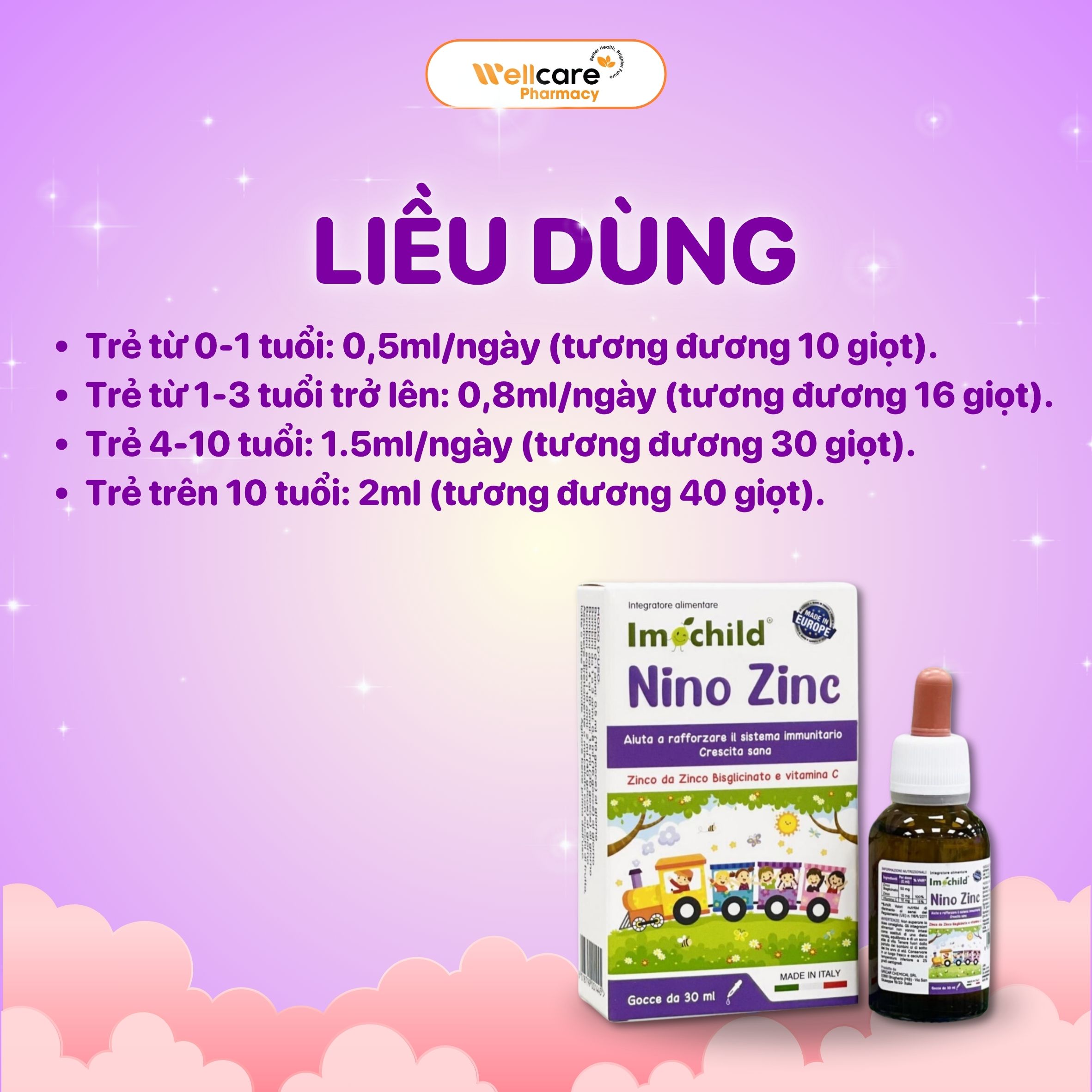 Liều dùng Imochild Nino ZinC