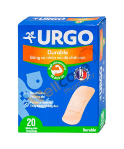 Băng cá nhân vải độ dính cao Urgo Durable bảo vệ các vết thương nhỏ, vết trầy xước, rách da - 20 miếng