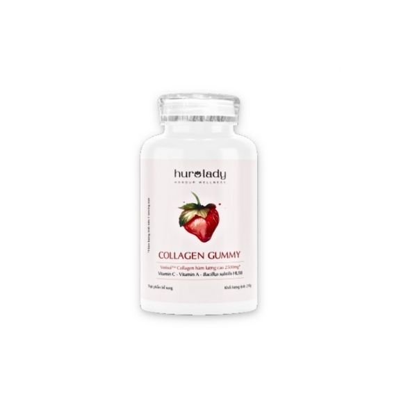 Kẹo dẻo Huro lady collagen gummy cải thiện độ đàn hồi, nếp nhăn trên da hũ 210g
