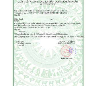 giấy công bố sản phẩm